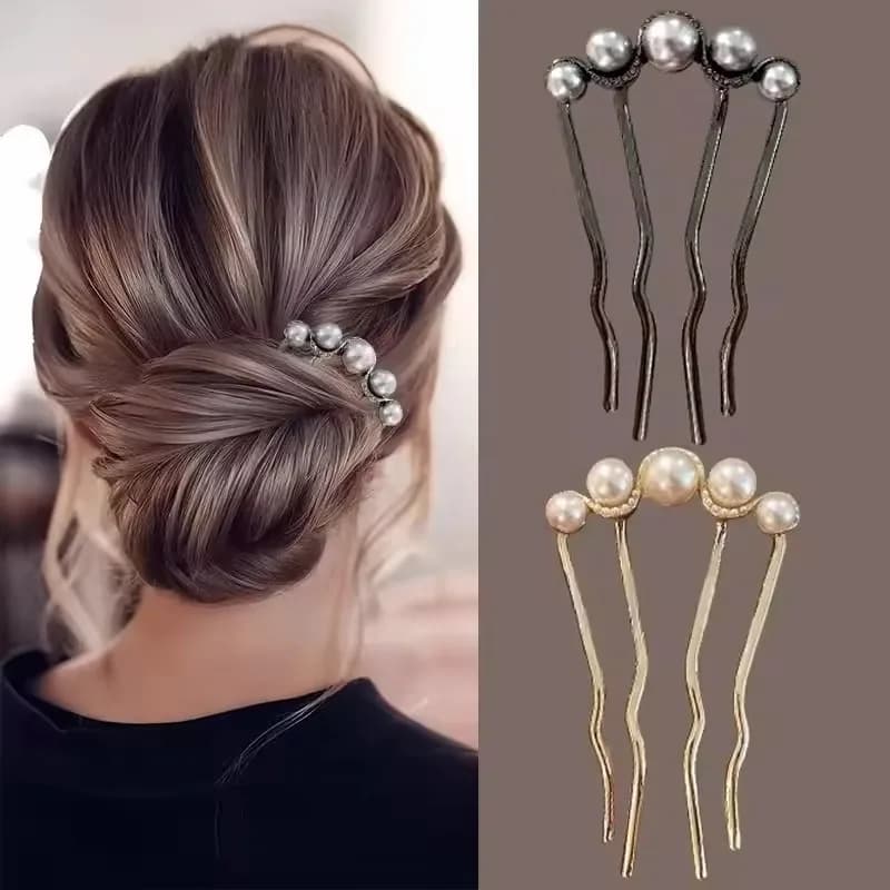 2 pezzi di moda in metallo a forma di U bastoncini per capelli donne ragazze coreano semplice perla fermaglio per capelli spille creatore di panini strumenti per acconciature accessorio per capelli