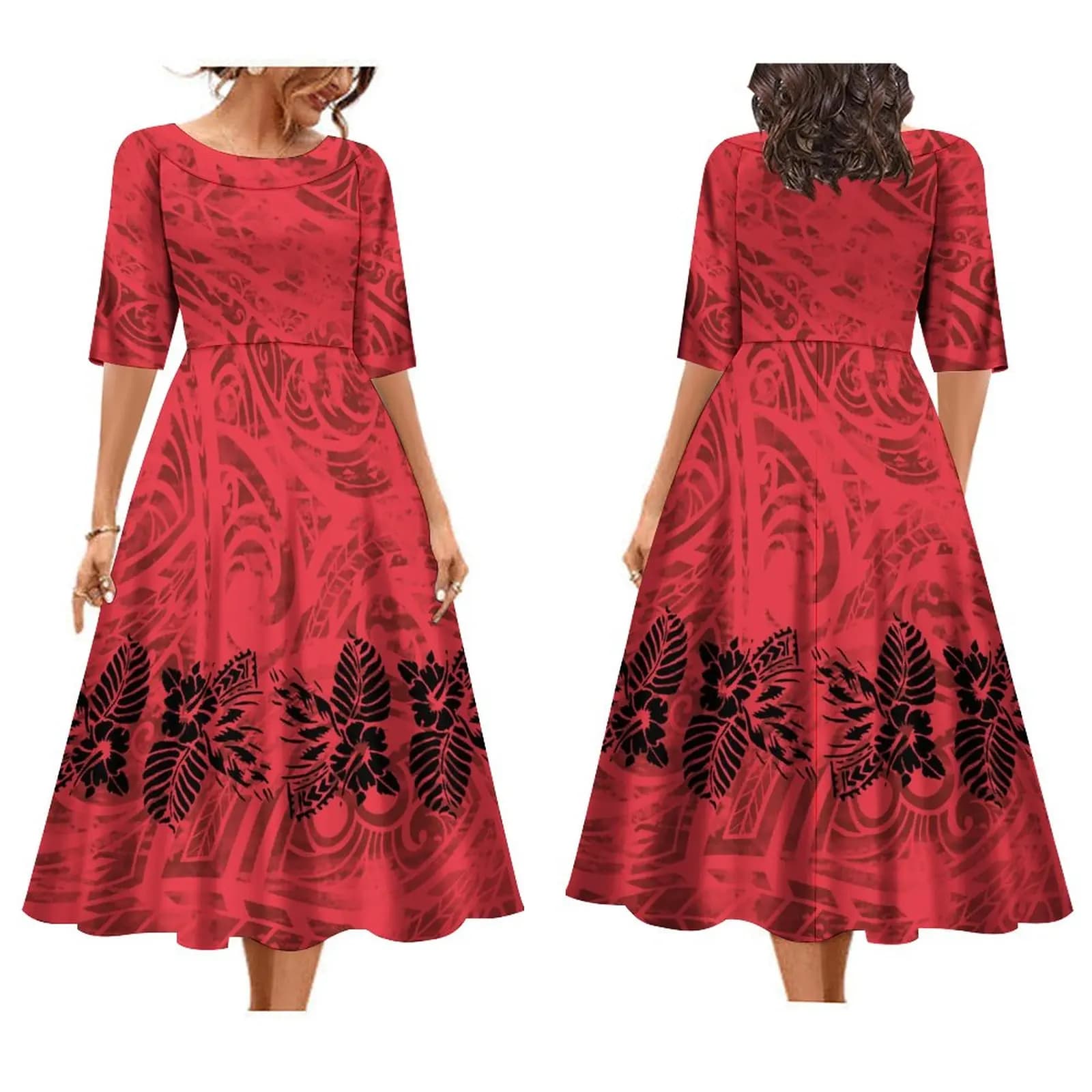 Supporta il tuo vestito da donna estivo di Design abito girocollo artistico dell'isola del pacifico abito dal Design tribale polinesiano