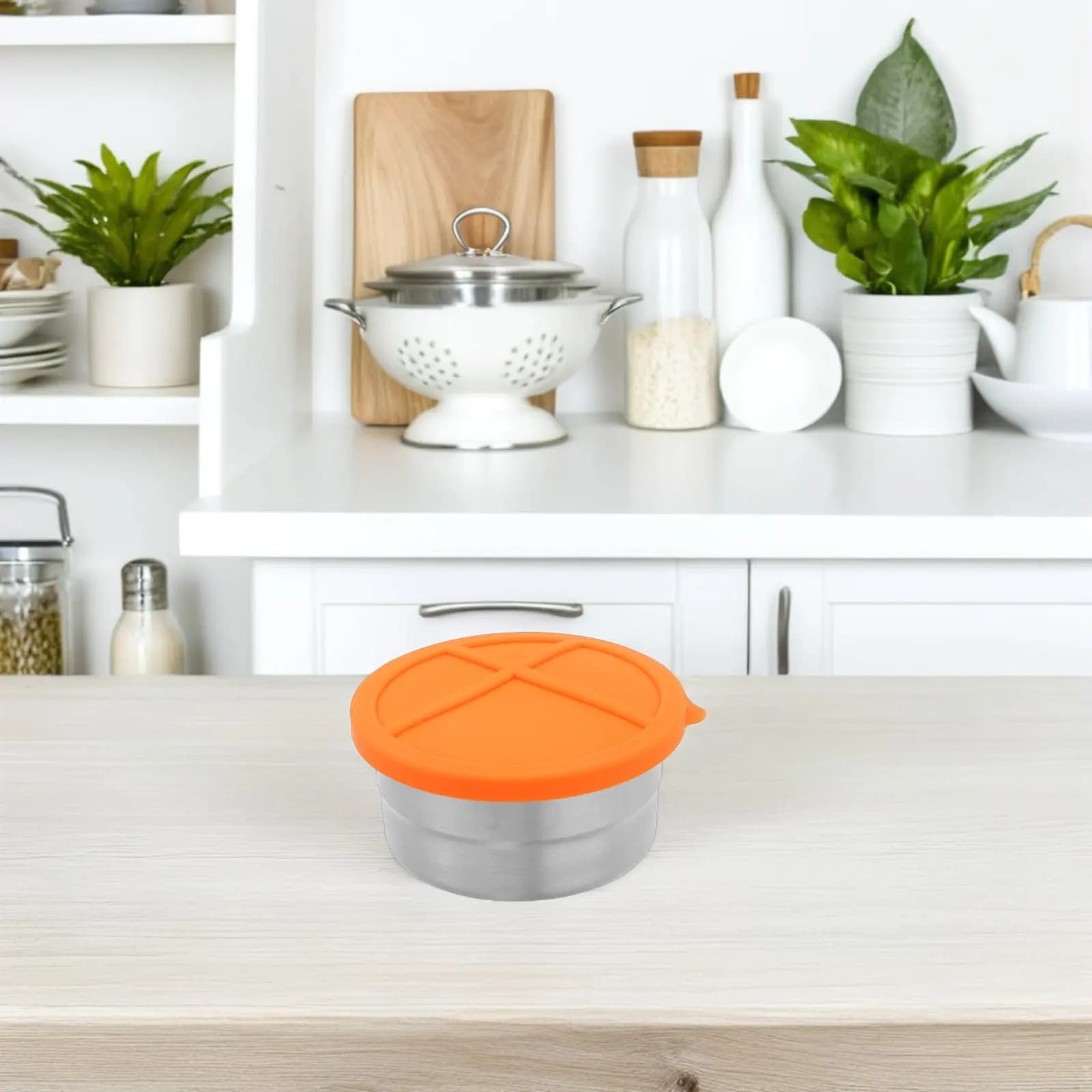 Contenitore per Alimenti in Acciaio Inossidabile 380ml, Coperchio in Silicone Antigoccia, Lavabile in Lavastoviglie, Impilabile, Ciotola per Pranzo Salva-Freschezza