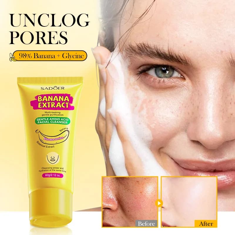 Amino Acid Gentle Facial Cleanser, Banana Extract Deeply Cleanses And Moisturizes Skin, Rich Fragrance, Travel Size.