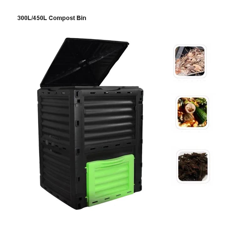Contenitore per compost in PP Scatola per compost da giardino per esterni Preventivo contro la corrosione Fermentazione aerobica Rifiuti da cucina 300L/450L