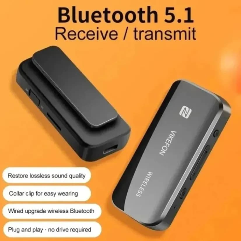 Bluetooth 5.1 Audio Receiver Transmitter 2 in 1 Clip-on Aux Adapter with Nfc Tf Card for Home Car Speaker Tv Pc Audio Devices