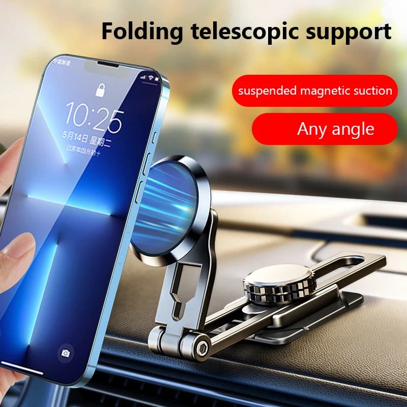 Supporto magnetico per telefono per auto, binario di scorrimento, telescopico pieghevole regolabile, schermo di controllo centrale rotante a 360 gradi per iPhone 14 13 12
