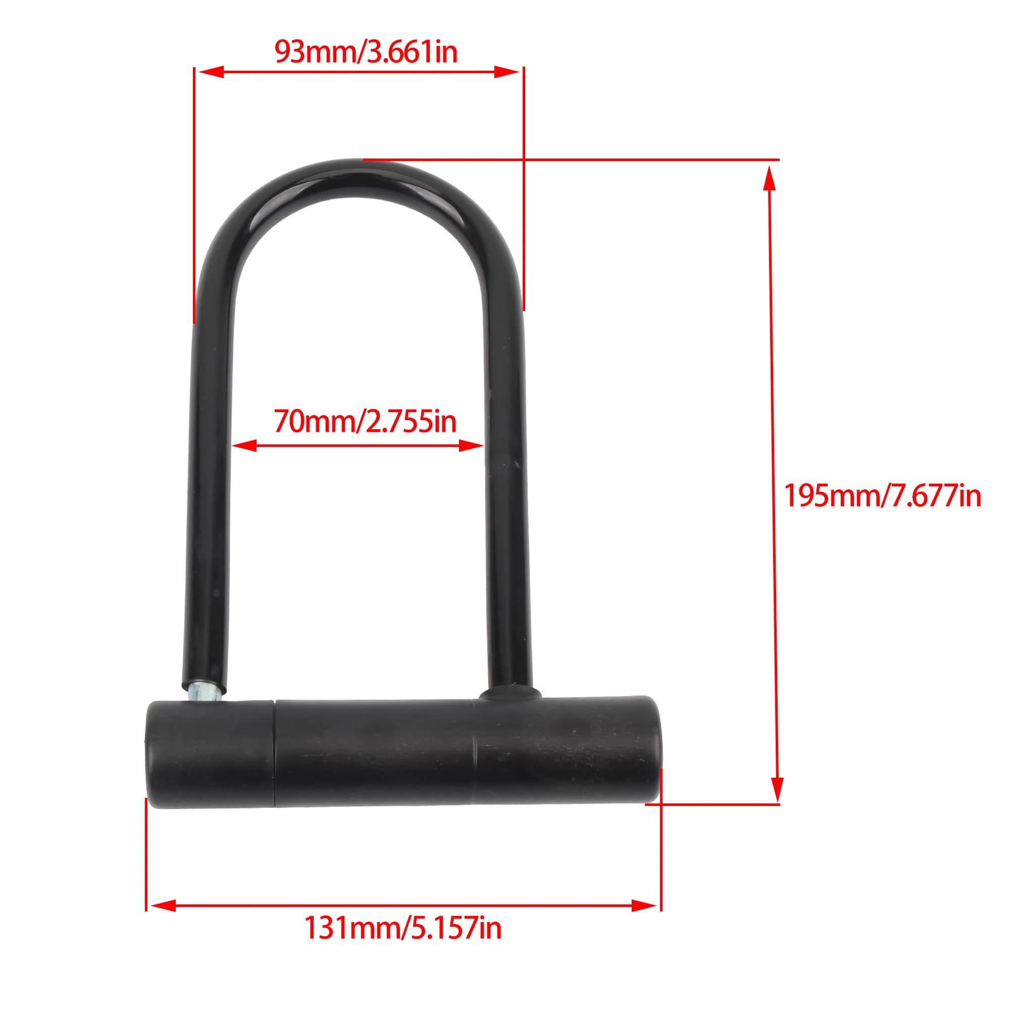 For Motorcycle Scooter 19.5cm U Lock Anti-Theft Security Heavy Duty Metal Lock With 2 Keys Waterproof Cycling Accessories Black