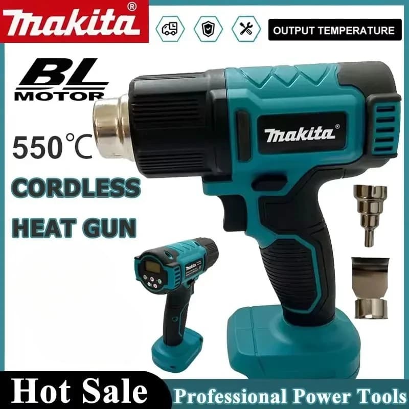 Makita 550 ° Pistola Termica a Controllo di Temperatura, Senza Fili, con Display LED, Strumento di Saldatura e Soffiatore Termico