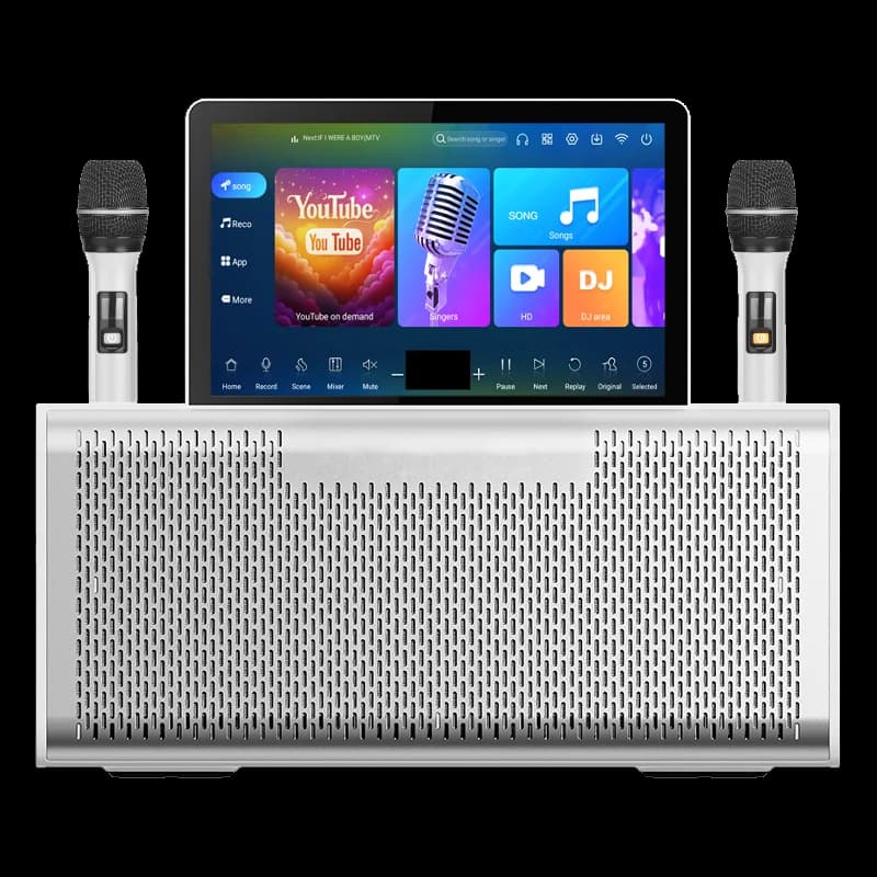 OUSHENG Professional All-In-One Android Jukebox Touch Screen Karaoke System Wireless Mic 10.1" Display WiFi HD Output High