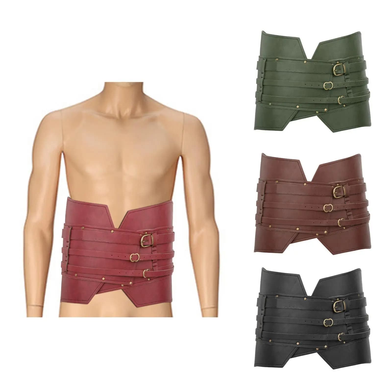 PU Middle Ages Wide Belt Harness Belt Waistband for Women Men Corset Belt
