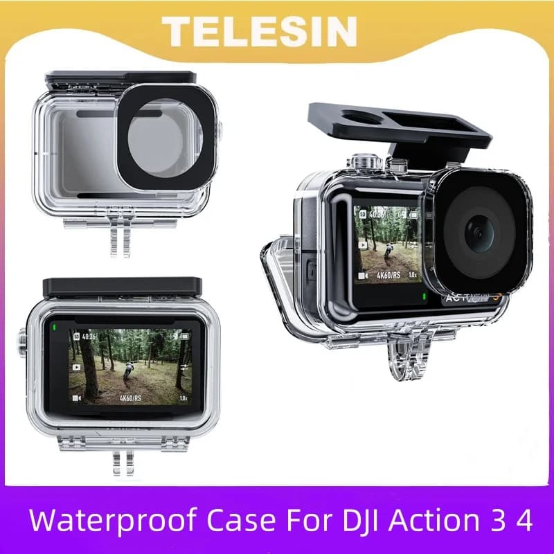 TELESIN 45M Custodia impermeabile per DJI OSMO Action 3 4 5 pro Accessori per fotocamera Custodia per immersione subacquea Copertura ad alta definizione