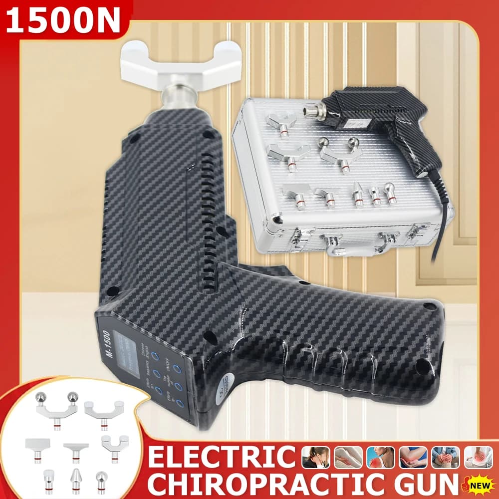 Electric Correction Gun 1500N Portable Spinal Adjustable Instrument Impulse Spine Cervical Massager Chiropractic Adjusting Gun