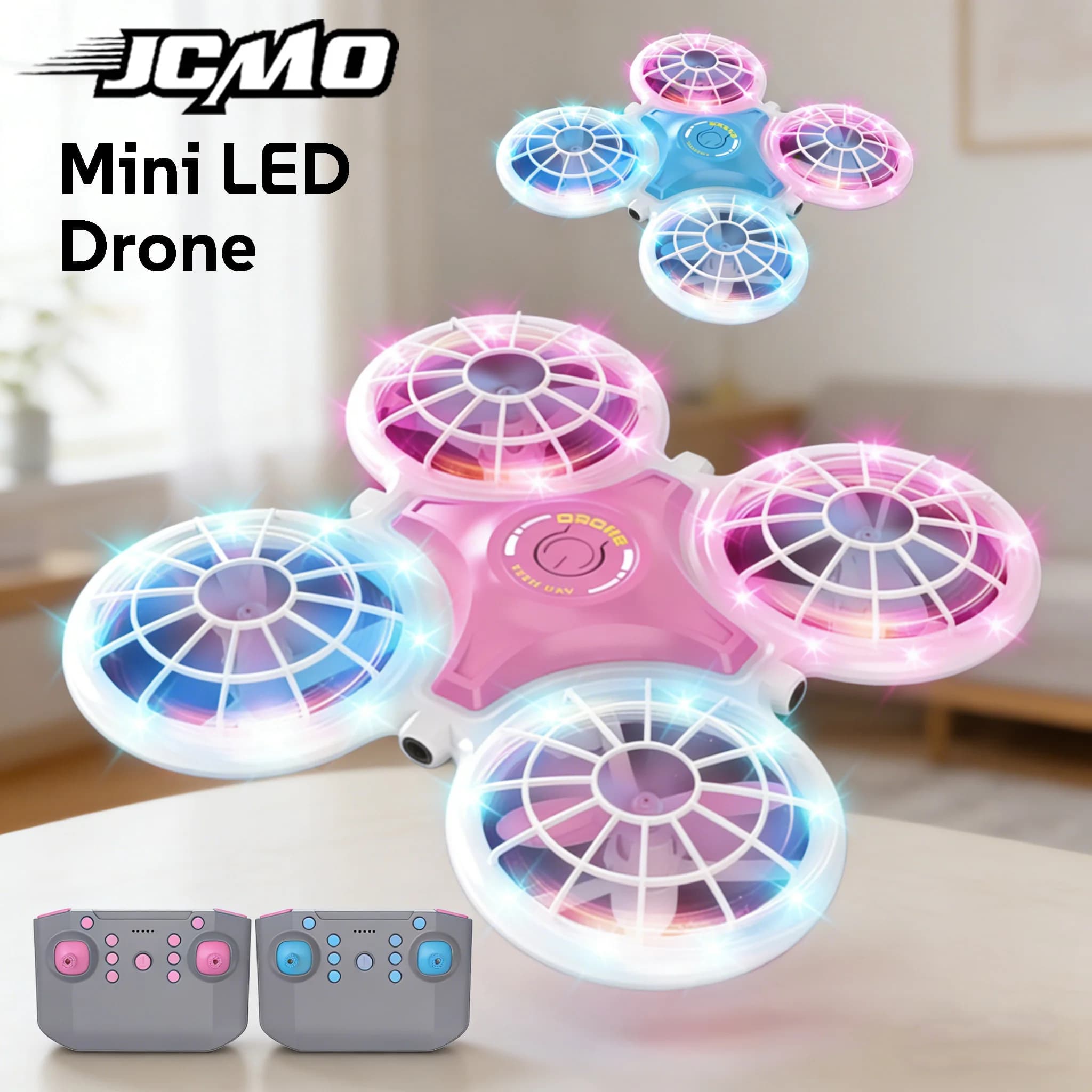 Mini Drone RC 4CH con Evitamento Ostacoli a Induzione, Luci LED, Telecomando, Funzione Acrobatica, Modalità Headless, Giocattolo per Bambini, Regalo per Ragazzi