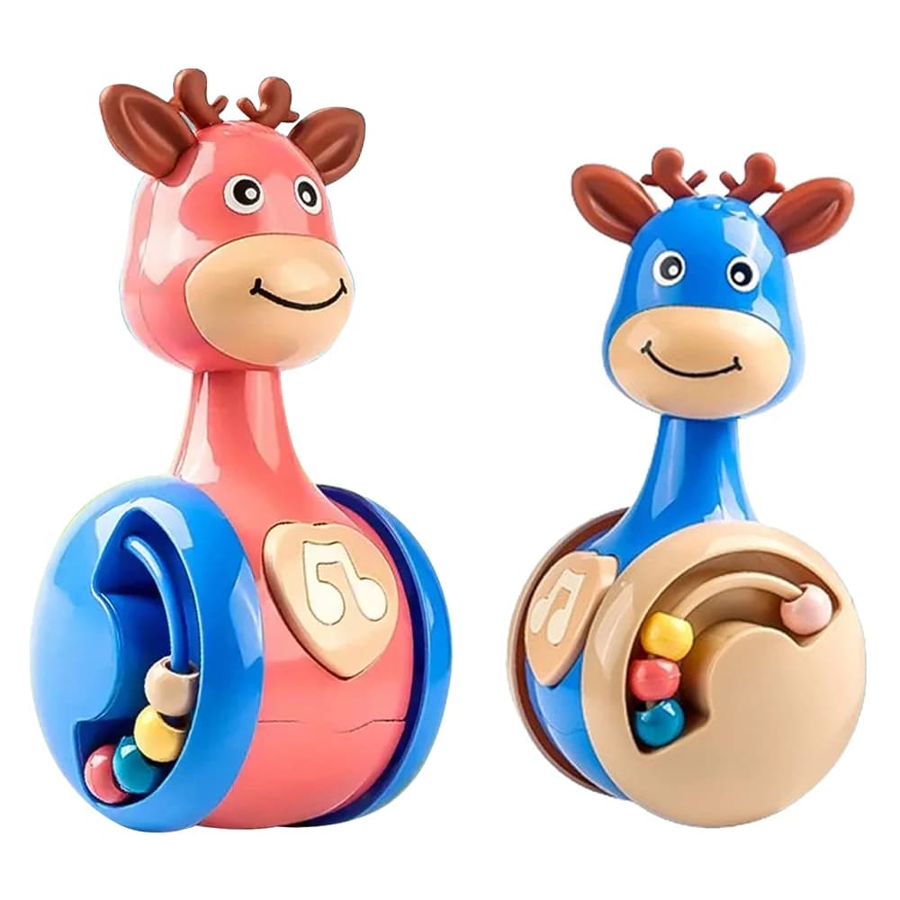 Bambino Tumbler Sonaglio Scorrevole Cervo Apprendimento Educativo Giocattoli Neonato Massaggiagengive Infantile Campana a mano Mobile Presse Squeaky Roly-Poly Giocattolo