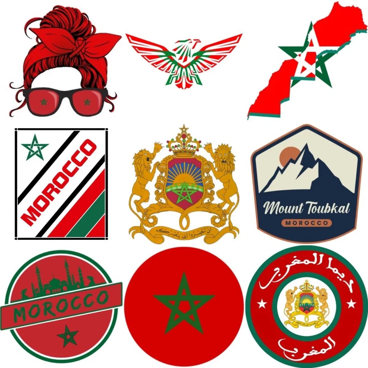 Marocco bandiera mappa distintivo adesivi da parete vinile camion auto moto bicicletta fuoristrada casco da corsa bicicletta camper decalcomania accessori