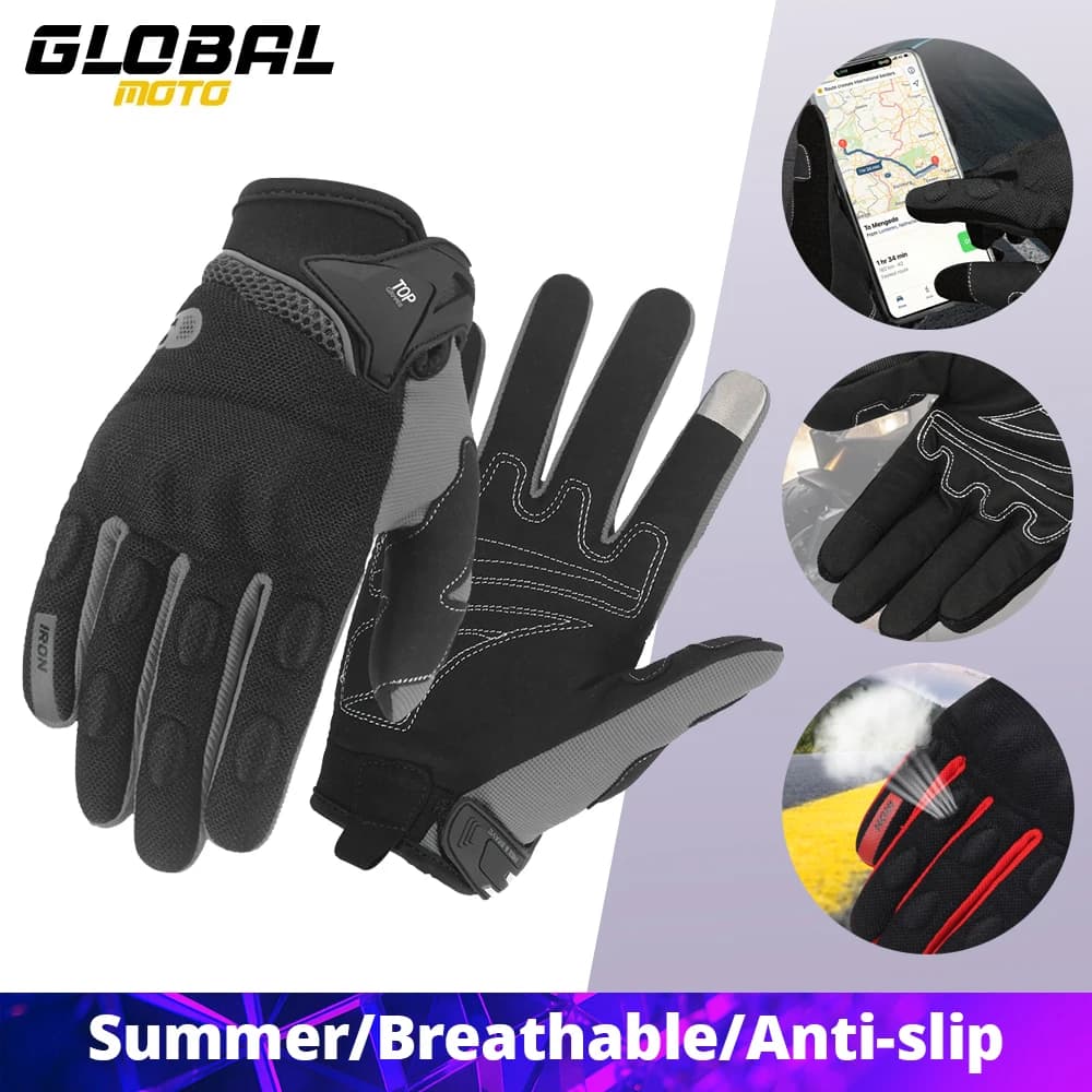 Guanti da Moto Traspiranti, Guanti Integrali per Motocicletta con Touch Screen, Guanti Antiscivolo per Motocross, Resistenti all'Usura