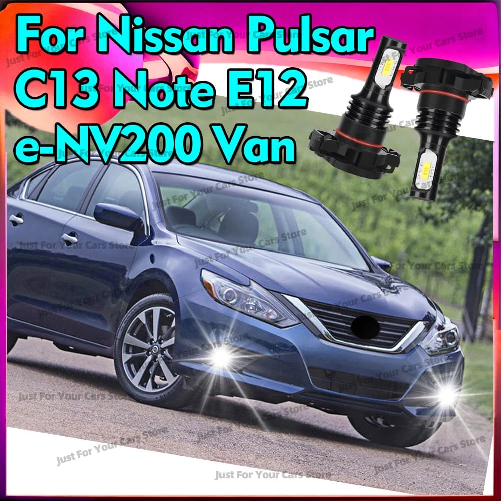 2x Luci Diurne a LED per Nissan Pulsar C13 Note E12 e-NV200 Van 2014-2022, Lampadina 5202 PS24W H16 12V 6000K, DRL per Auto