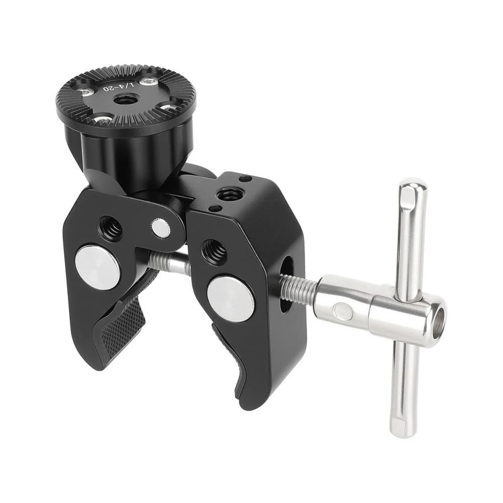 Morsetto Multiuso Super Crab con Attacco Rosette ARRI da 3/8"-16 per Accessori Fotografici, Gambe Treppiede, Corrimano, Asta