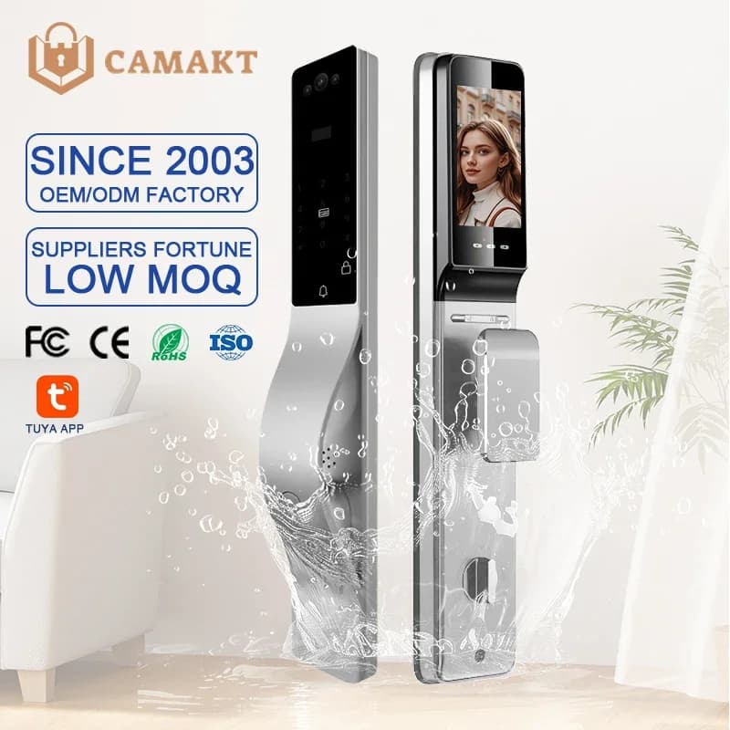 CAMAKT WIFI Smart Door Lock with WiFi Camera Doorbell Anti-Theft Aluminum Door Keypad Password & Facial Recognition Features