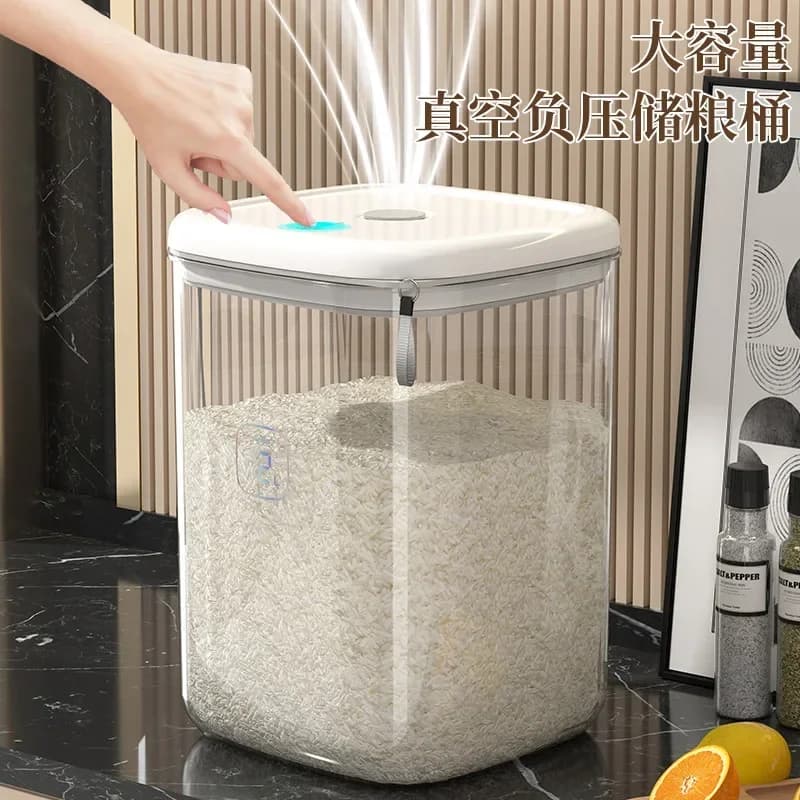 Kitchen household vacuum rice bucket, insect proof and moisture-proof rice box, sealed large capacity grain storage bucket