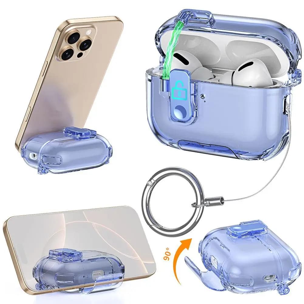 For Samsung Galaxy Buds 4 Pro Case Clear Transparent TPU Cover With Stand Anti-Drop Lanyard Headphone Box Protector