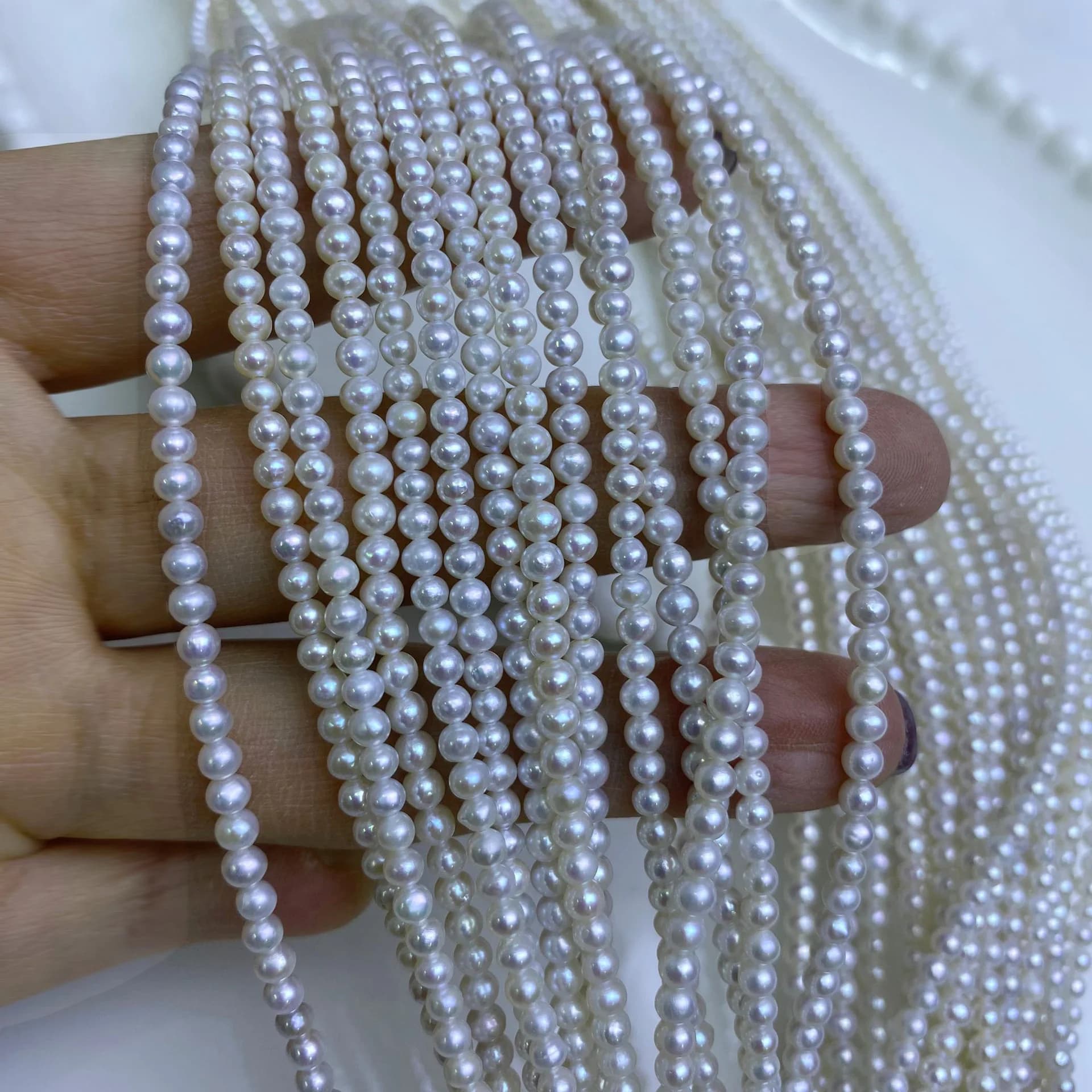 Perle di riso piccole in vetro Perle di perle d'acqua dolce naturali d'imitazione di perle rotonde da 3 mm per la creazione di gioielli Accessorio per collane fai-da-te