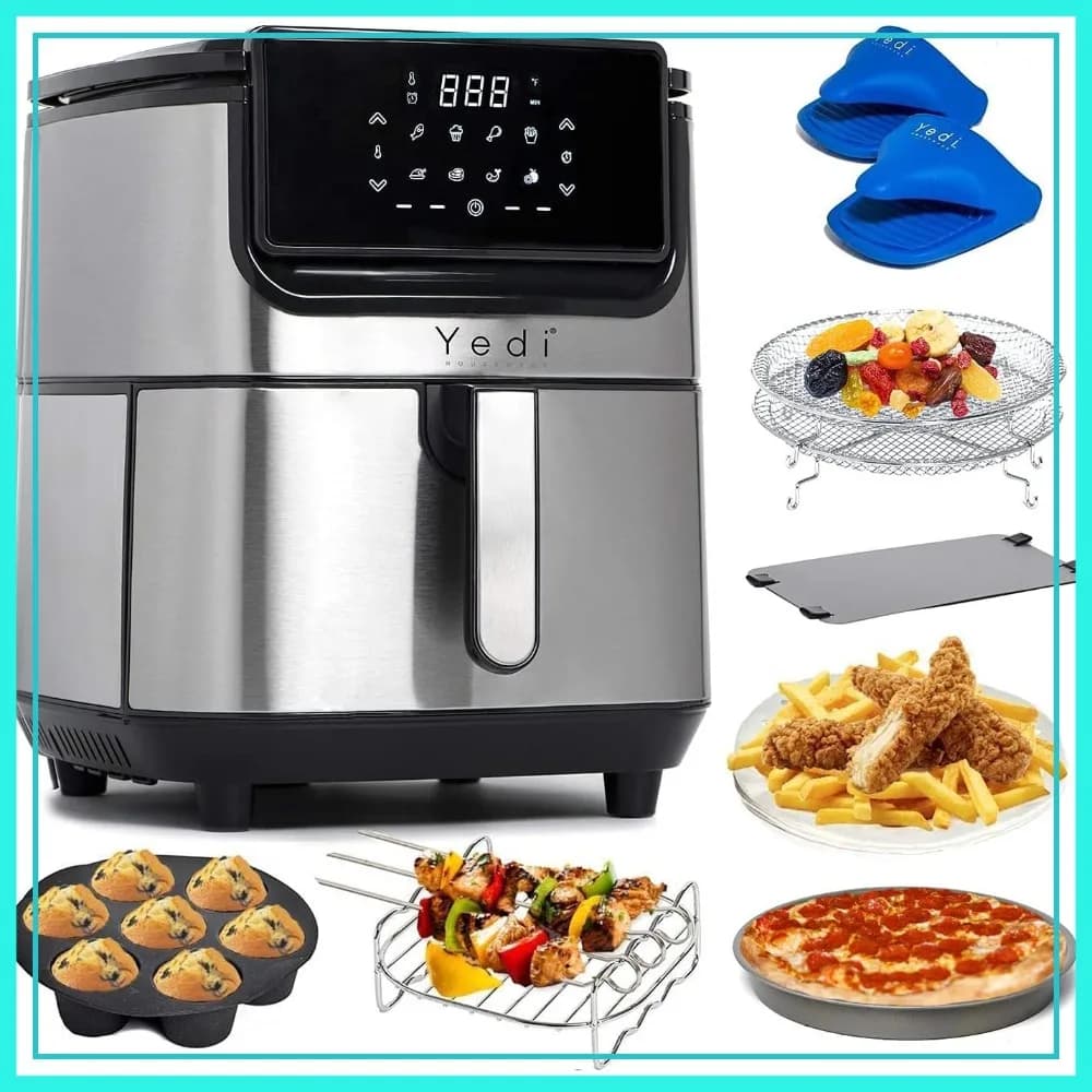 Friggitrice ad aria da 6,8 litri con cestello in ceramica, kit di accessori e libro di ricette