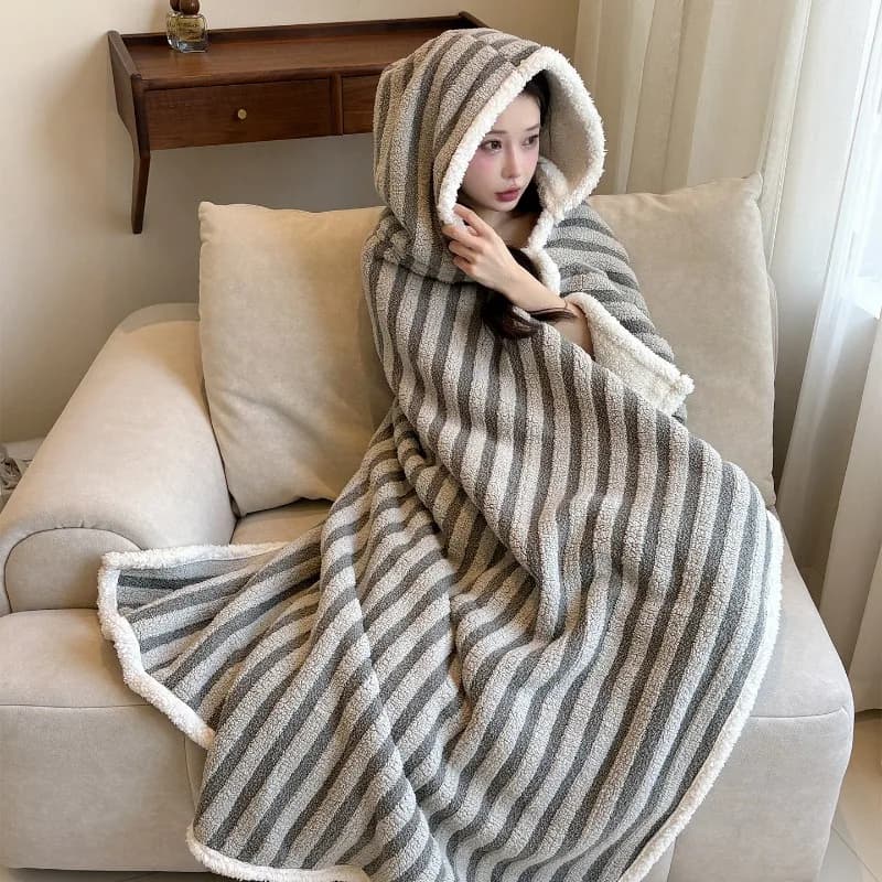Coperta scialle per pausa pranzo ispessita estesa Comoda coperta calda per aria condizionata con mantello pigro per studenti resistente alle rughe