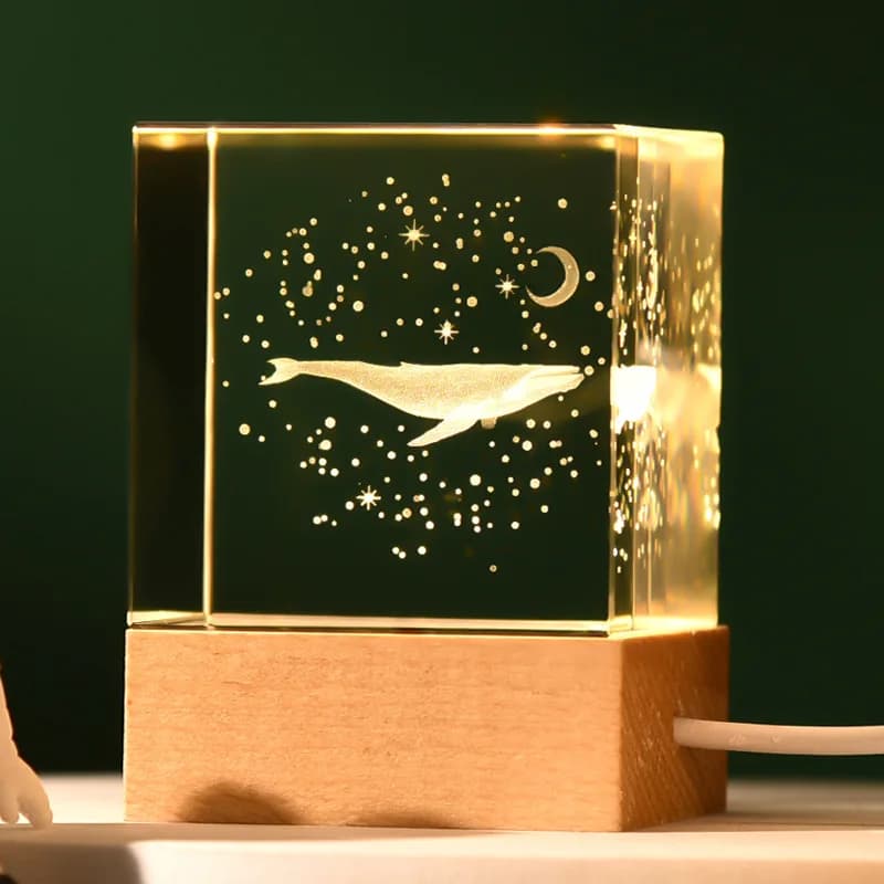 Creative Solar System Milky Way Crystal Ball House Decorations Article Laser 3D Intricate Engraving Night Light Incandescent Wooden