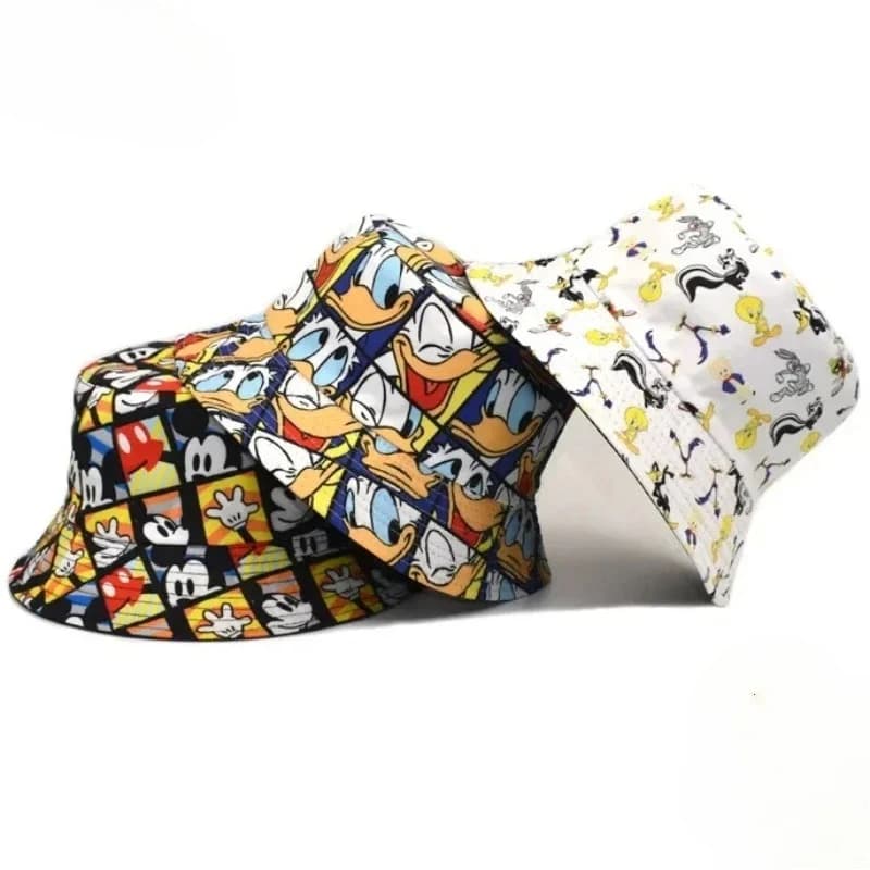 Fishing Hats DSN Mickey Minnie Mouse, Berretti Kawaii with Paper Print, Children's Sun Hats, Man and Woman