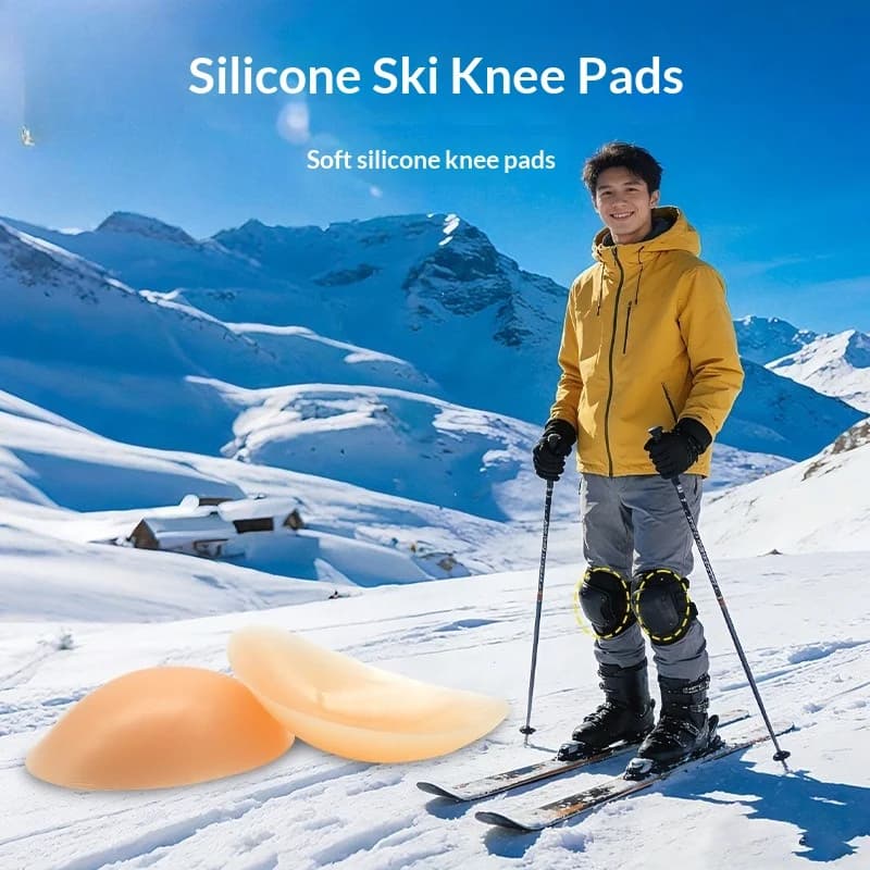 Una coppia di ginocchiere in silicone adesive per sci, pattinaggio, snowboard, unisex, delicate sulla pelle