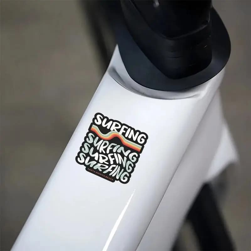 2 Pezzi Adesivi in Vinile Stile Surf Vintage Impermeabili per Telaio Bici e Casco Moto