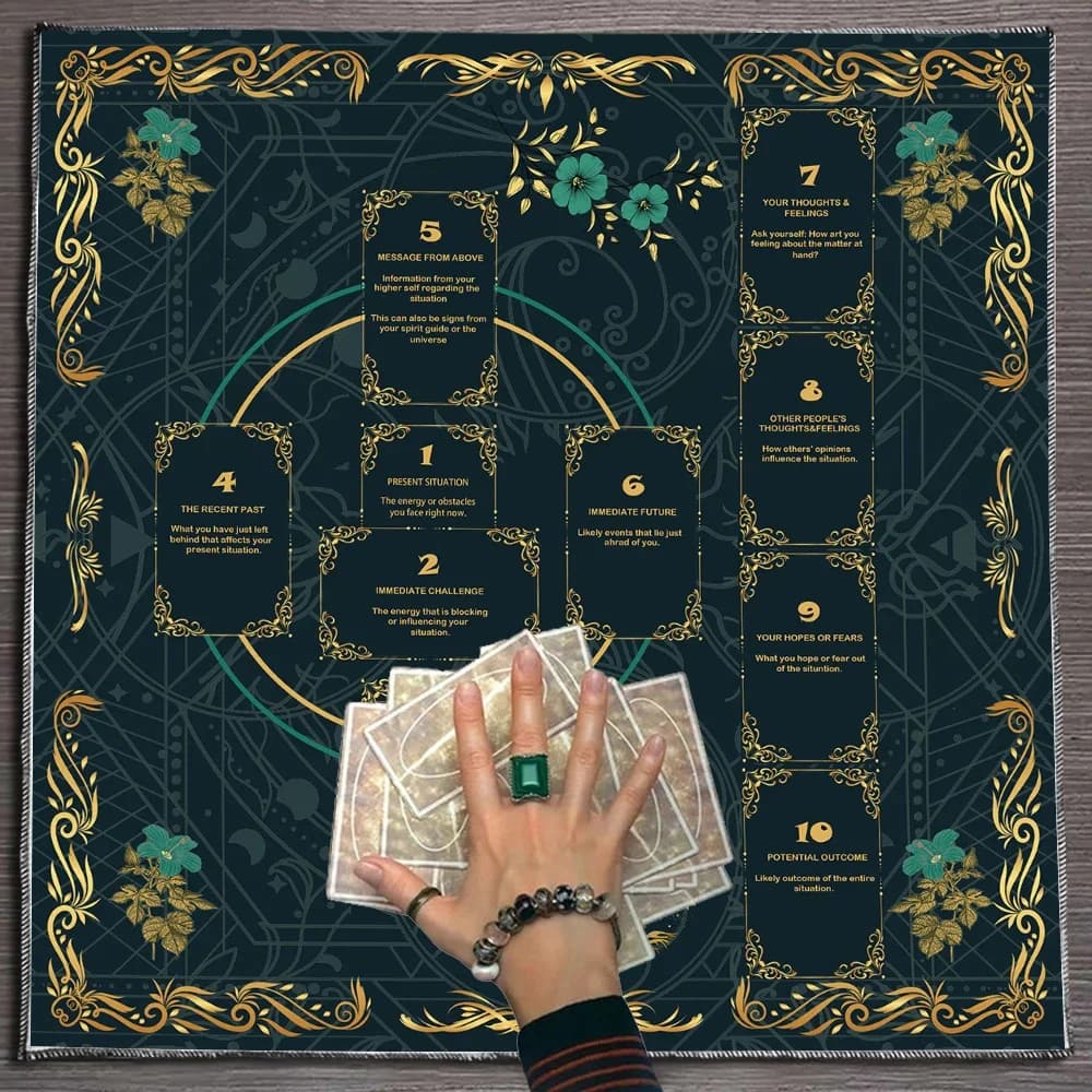 Albero della vita Tarocchi celtici Tovaglia Fiori Panno per altare Pendolo pagano Stregoneria Tappetino per carte di astrologia per la decorazione della casa