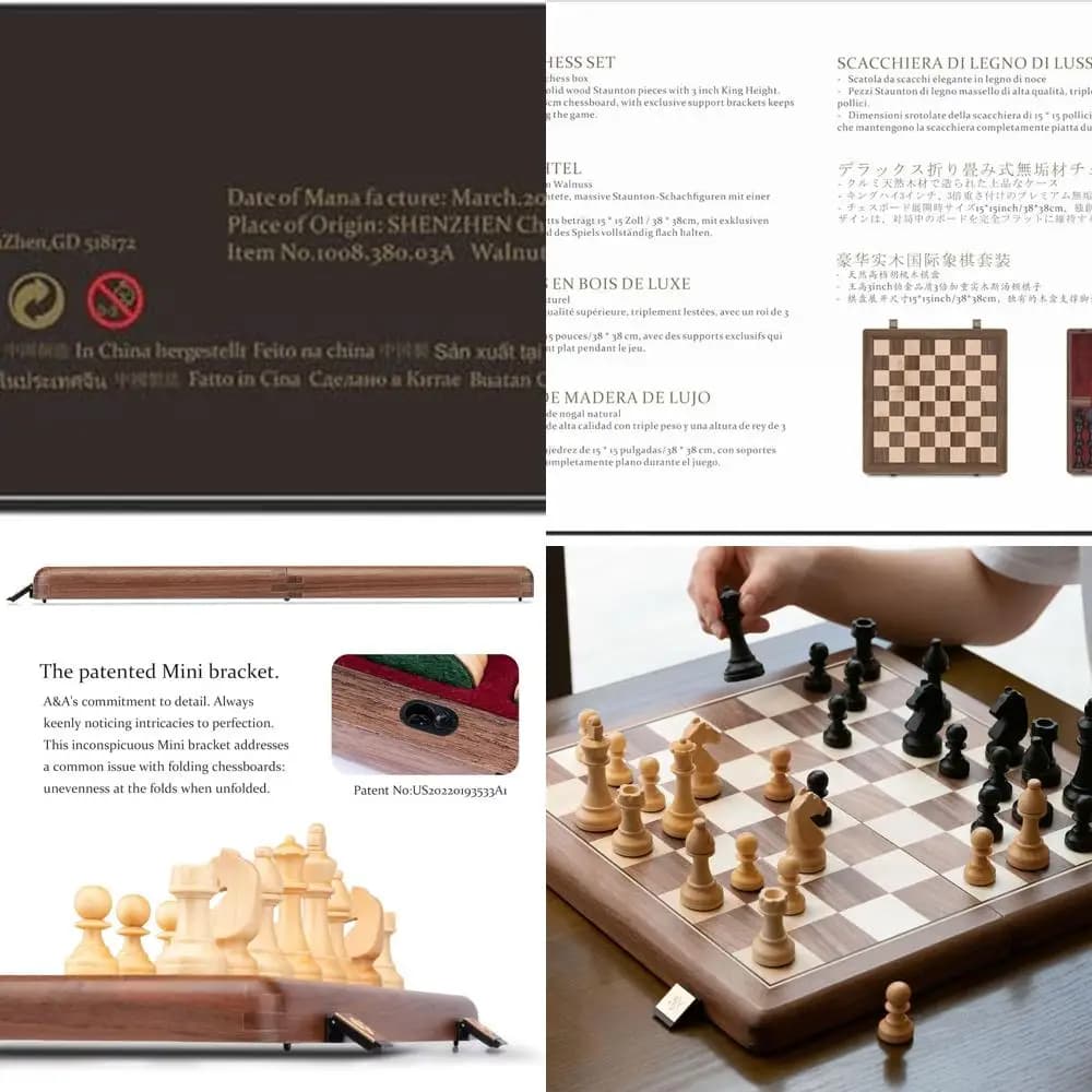 Set di scacchi portatile da 15 noci con 3 pezzi King Staunton, 2 regine extra, custodia da viaggio