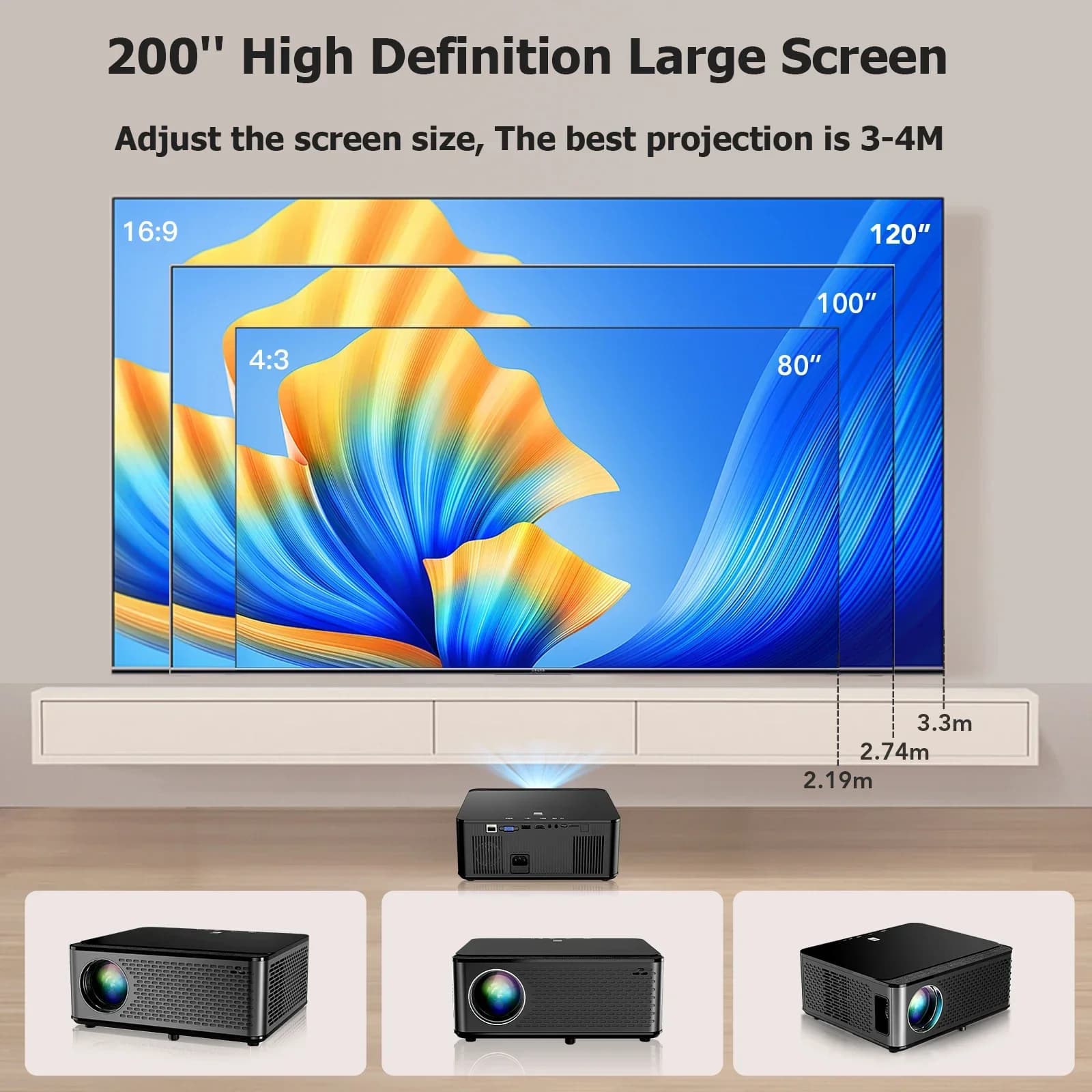 Proiettori 2025 Compatibili con Video Full HD 1080p, Home Theater, Smartphone, Cinema con Schermo Grande Mini