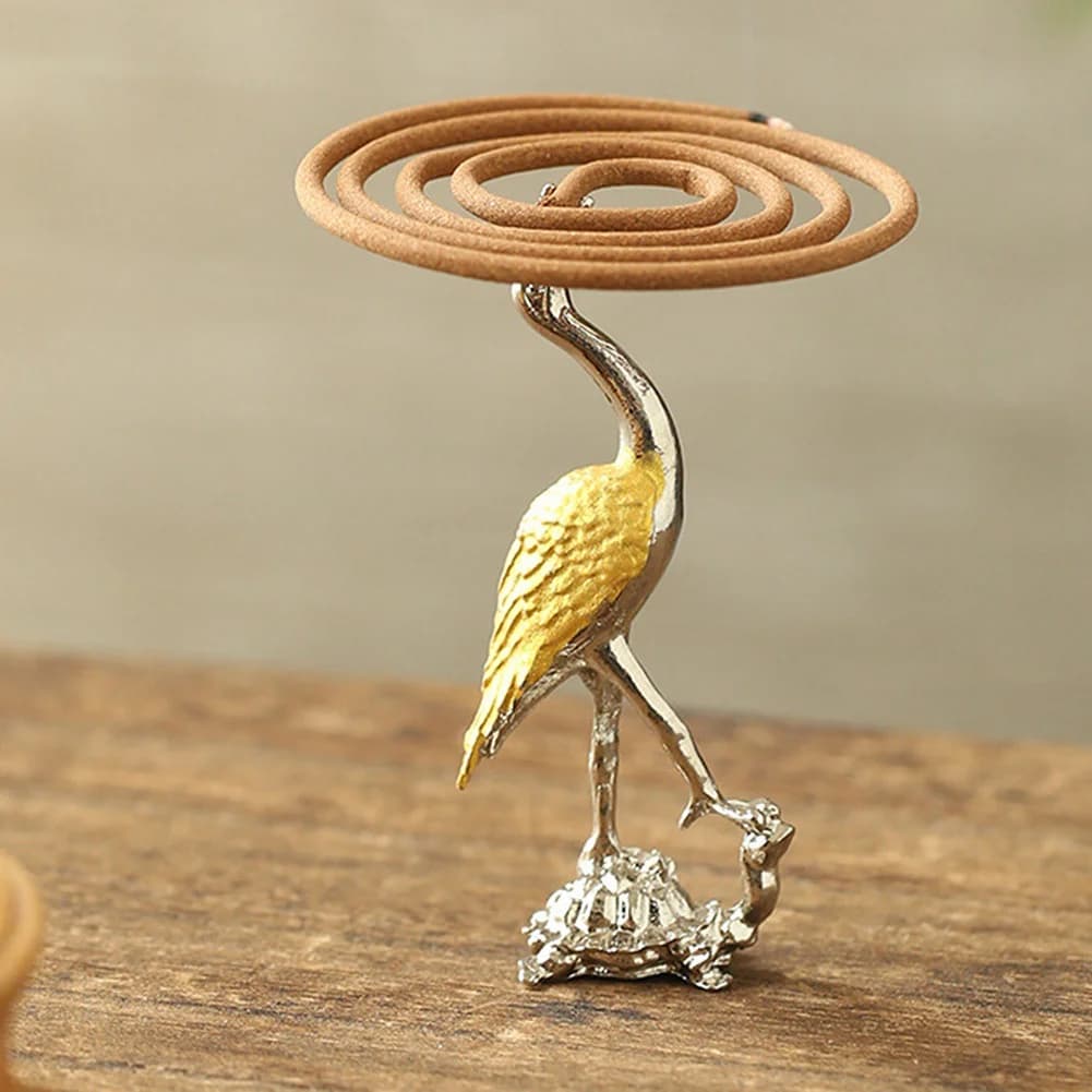 ABUH-Retro Crane Incense Stick Incense Burners Stick Cone Censer Incense Stand Buddhist Home Office Decoration Crafts