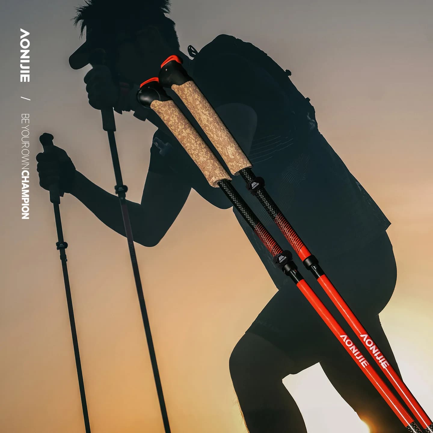 AONIJIE Foldable Trekking Stick for Running and Cross-country, Ultra-light Carbon, Climbing and Hiking Equipment