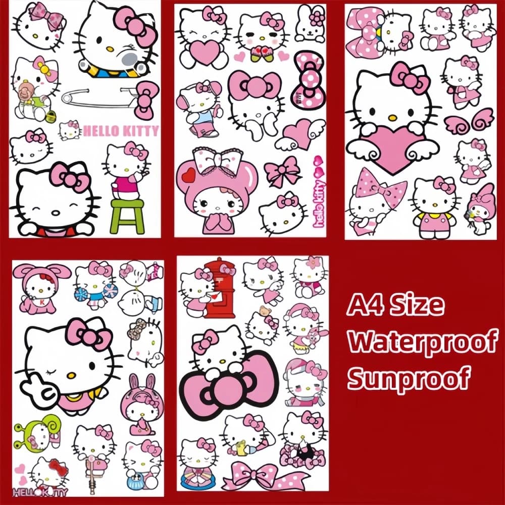 Adesivi Graffiti Carini e Adorabili di Hello Kitty, Impermeabili per Auto, Moto, Laptop, Macbook, iPad, Valigie e Borse