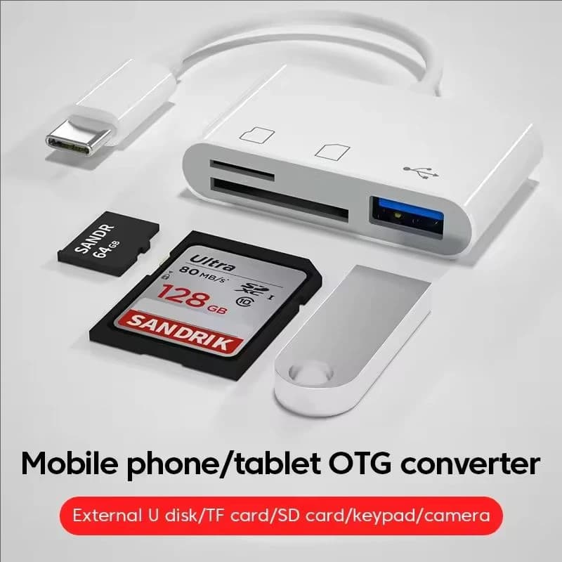 Adattatore Micro USB tipo C 3 in 1 Lettore di schede SD USB TF multifunzionale Adattatore per scheda di memoria USB-C per laptop MacBook Samsung