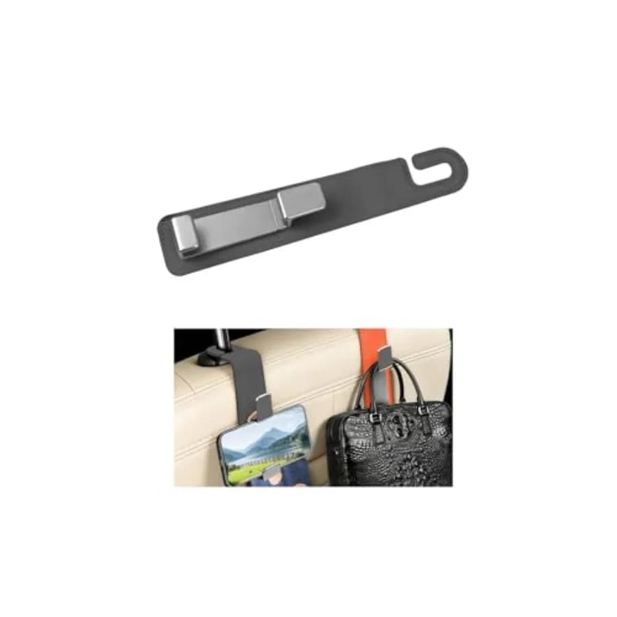 Car Seat Headrest Hook, Multifunctional Vehicle Backseat Hanger Organizer for Purse Handbag Coat, Auto Seat Back Phone Holder S