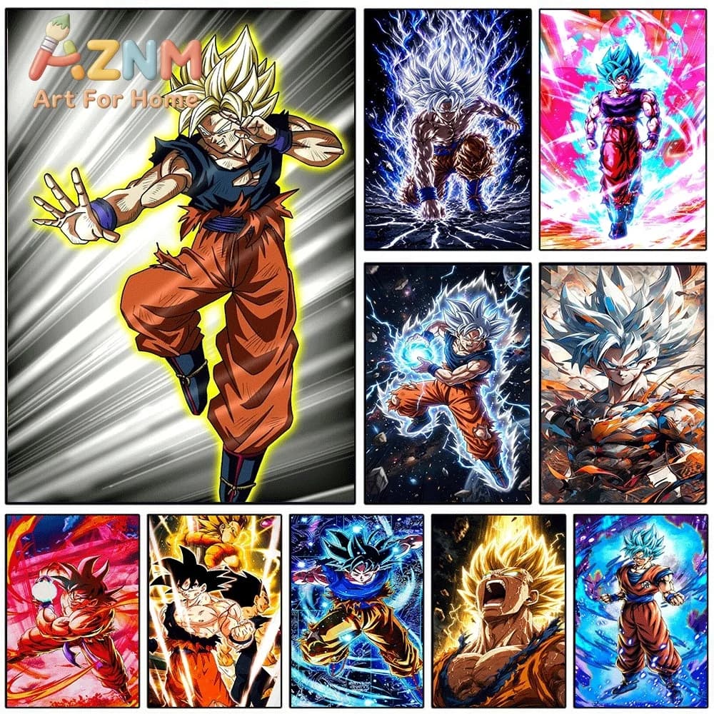 Dragon Ball Z Goku Super Saiyan Ultra Instinct Blue 4 Kamehameha Anime Canvas Wall Art Unframed Single Print Home Decor Gift