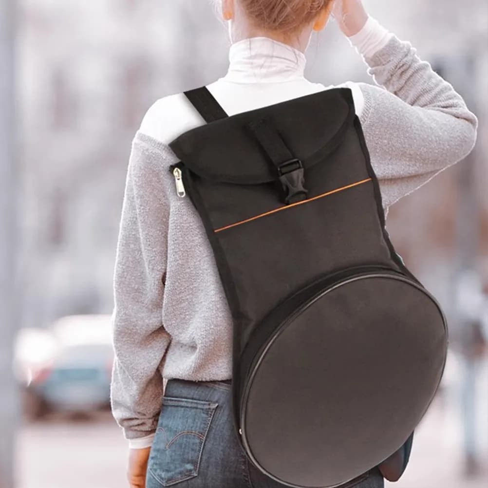 Borsa per il trasporto di pad da pratica per batteria, stile zaino, con scomparto integrato per il pad, porta bacchette, organizer per supporto per rullante, resistente