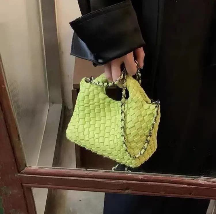Korean Luxury Woven PU Handbag Women Designer Braided Square Tote Bag Shoulder Bag Open Top Commuter Daily Shopping Travel Purse