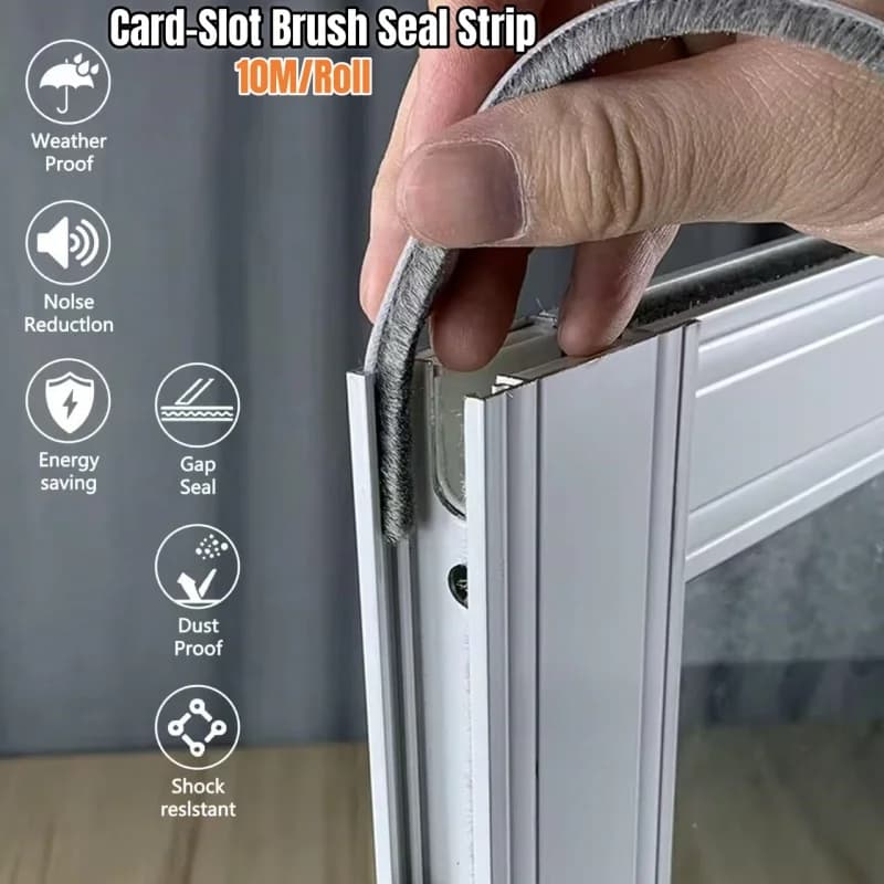 10M Slide-in Porta Finestra Guarnizione Meteo Spazzola Insonorizzata Striscia Slot per Scheda Pila Guarnizione per Telaio Porta Finestre Sash Sigillante
