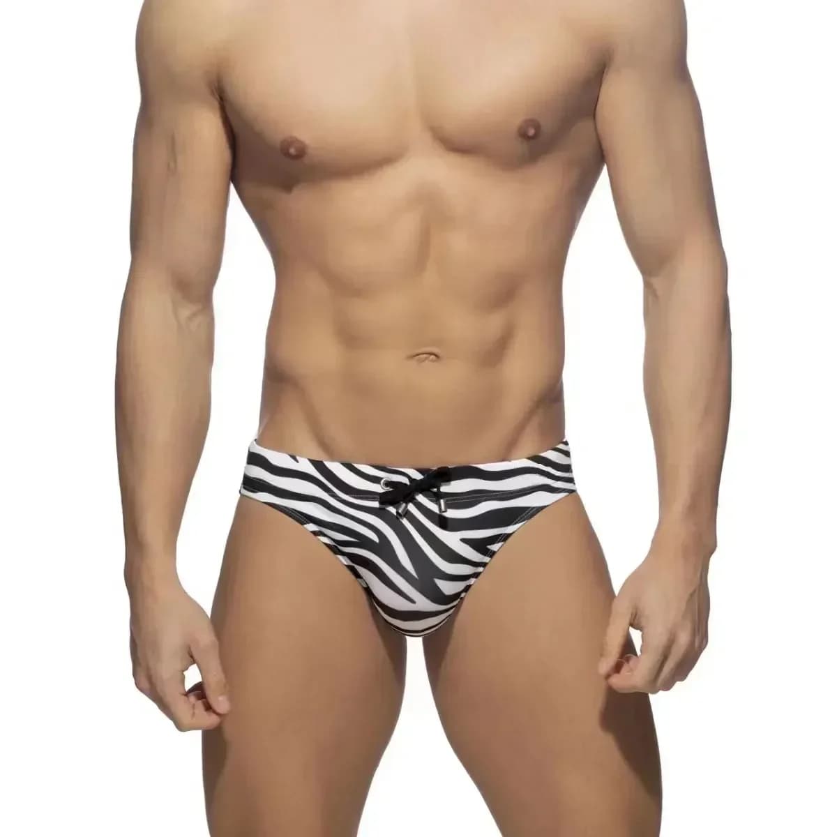 Costume da bagno Bikini Sexy a vita bassa da uomo costumi da bagno Quick Dry Zebra Swim slip Contour Pouch coulisse costume da bagno pantaloncini da spiaggia