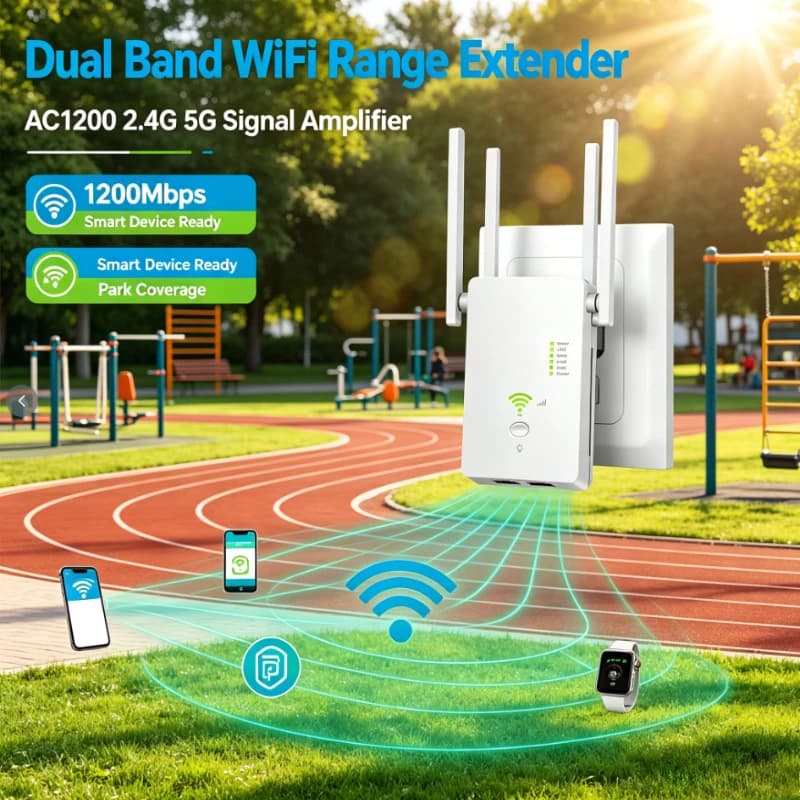 1200Mbps AC1200 WiFi Extender Router AP Dual Band 5G 2.4G Signal Repeater Booster 802.11AC