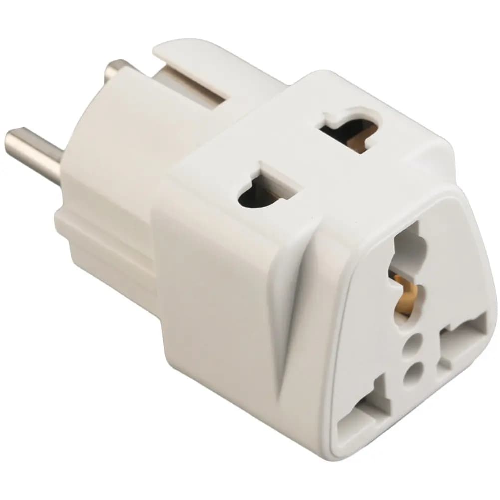 Adattatore Europeo Universale da Viaggio 10A 250V con Doppia Porta, Costruzione in ABS e Rame per Germania, Francia, Spagna, Svezia