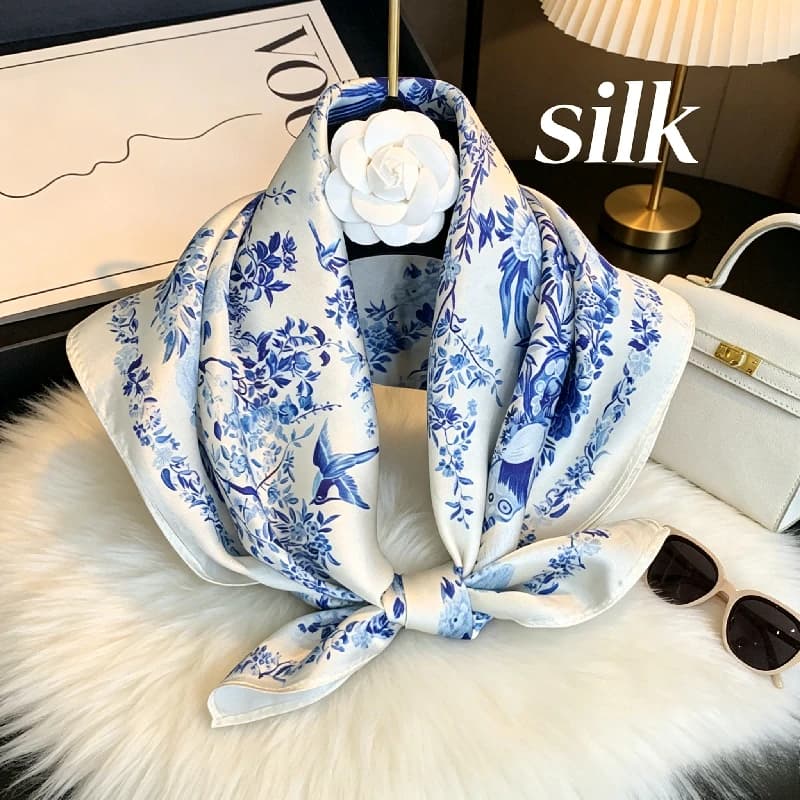 New Silk Small Square Scarf Silk Scarf Women's Summer Versatile Temperament Advanced Sense Neck Protection Thin Sunscreen Scarf