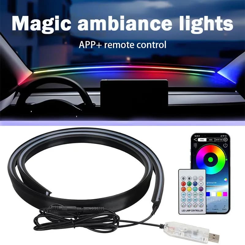 Striscia fonoassorbente anteriore Symphony con luce ambientale a LED modificata, installazione USB senza fili, luce decorativa a effetto acqua corrente