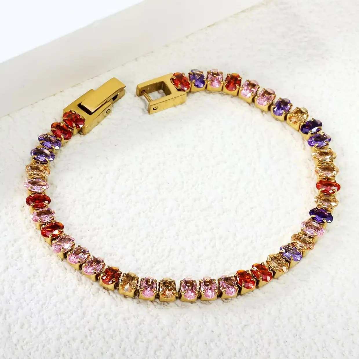 LUXUSTEEL Braccialetti in acciaio inossidabile per donna, lussuosi e ricchi di strass, braccialetto tennis con cristalli scintillanti CZ, gioielli alla moda
