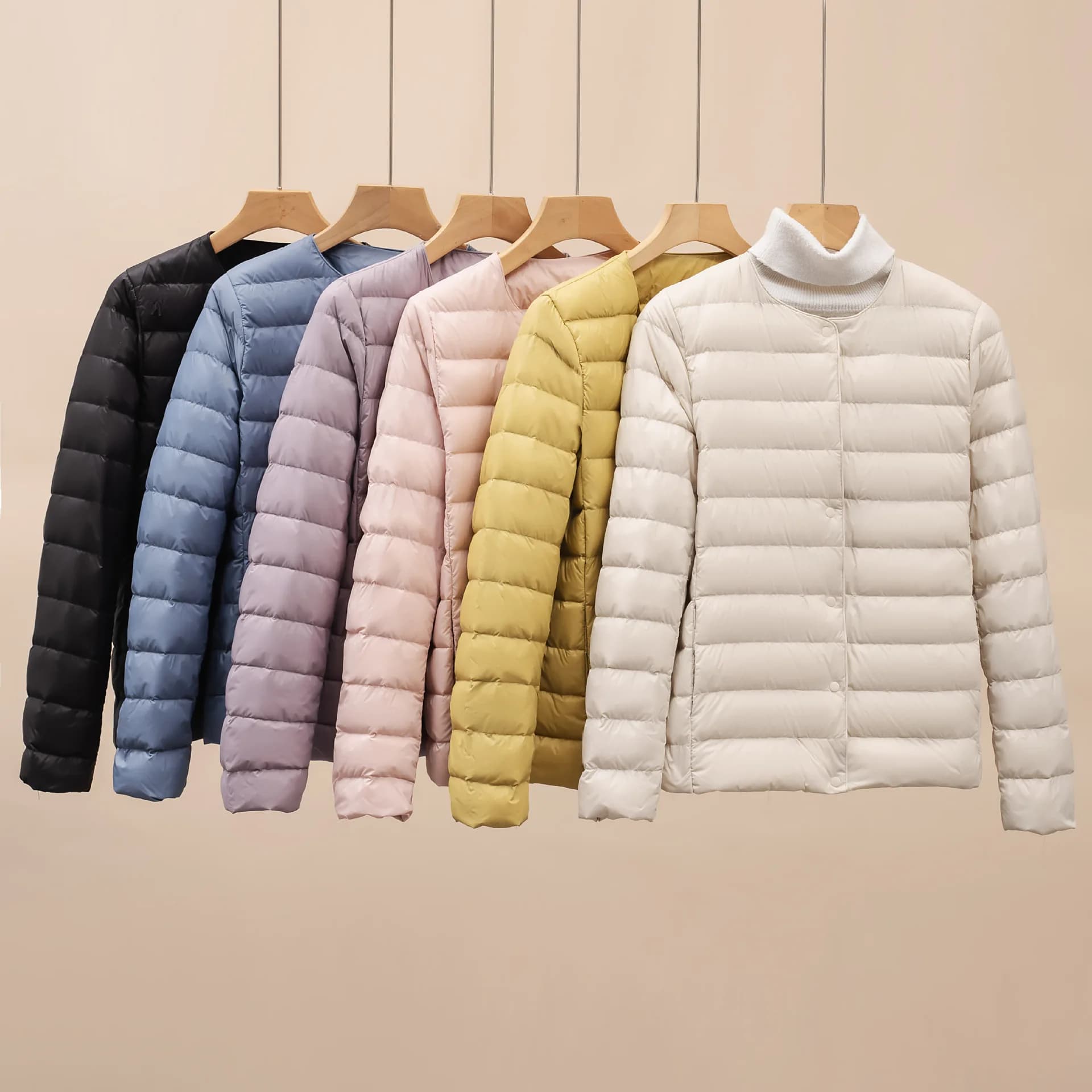 New Spring Winter Women Liner Warm Down Jackets Ultralight Collarless Portable Female Padded Parkas O-Neck Puffer Overcoat