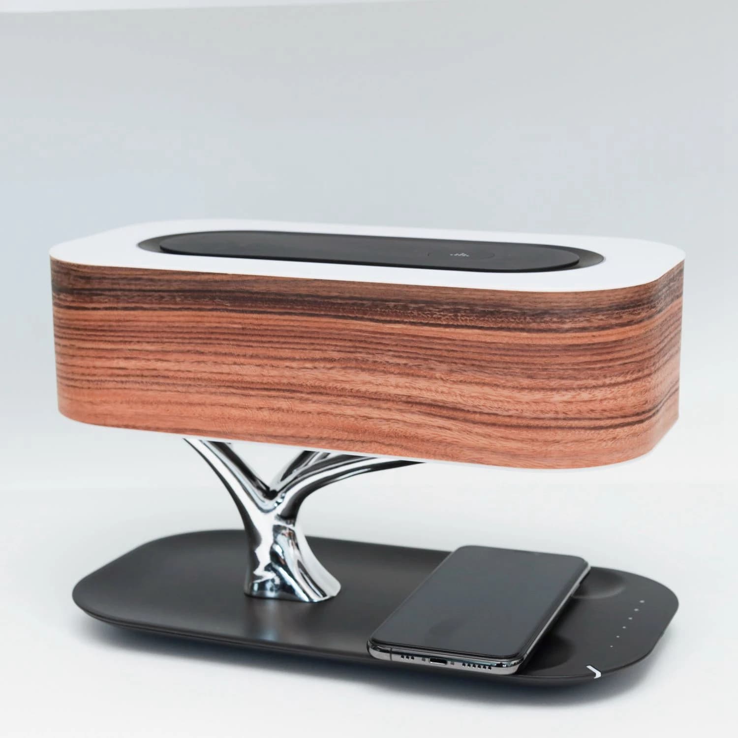 Dorui Modern Wooden Bedroom Desk Lamp Smart Wireless Charging LED Touch Control Dimmable Music Phone Charger Flexible AC Power