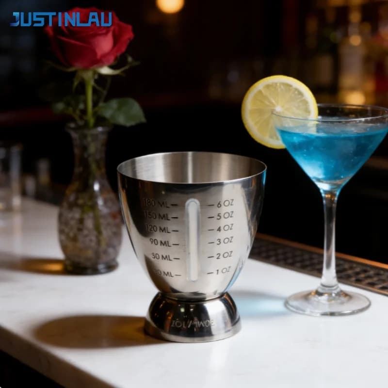 JUSTINLAU Jigger per Cocktail a Forma di Uovo da 6OZ/180ML, Misurino da Bar per Whisky e Vino in Acciaio Inossidabile con Scala Graduata